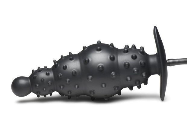 Gerippter aufblasbarer Analdildo - Schwarz