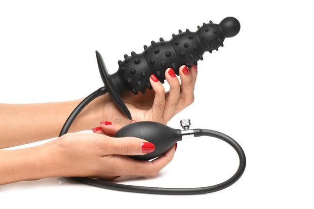 Gerippter aufblasbarer Analdildo - Schwarz