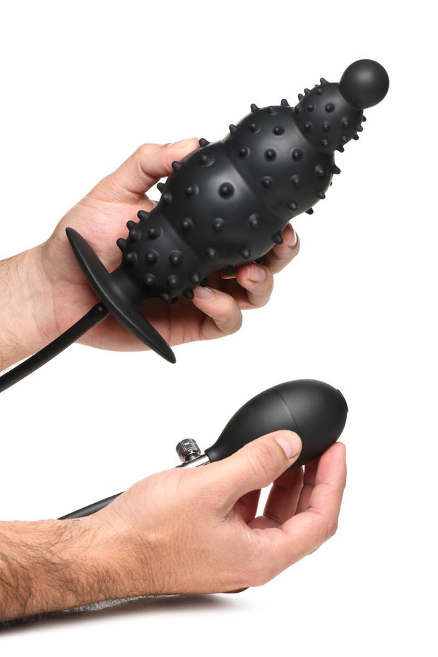 Gerippter aufblasbarer Analdildo - Schwarz