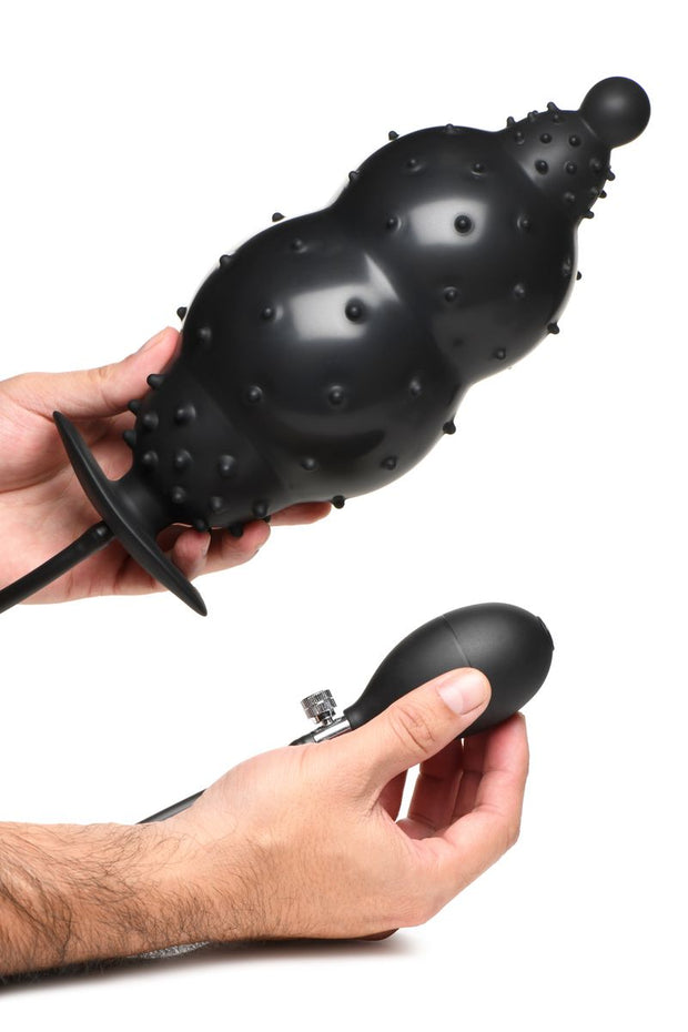 Gerippter aufblasbarer Analdildo - Schwarz