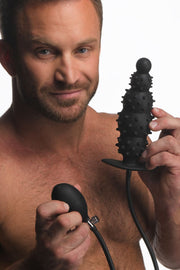 Gerippter aufblasbarer Analdildo - Schwarz