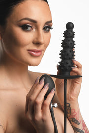 Gerippter aufblasbarer Analdildo - Schwarz