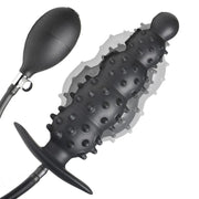 Gerippter aufblasbarer Analdildo - Schwarz