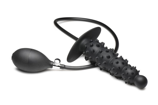 Gerippter aufblasbarer Analdildo - Schwarz