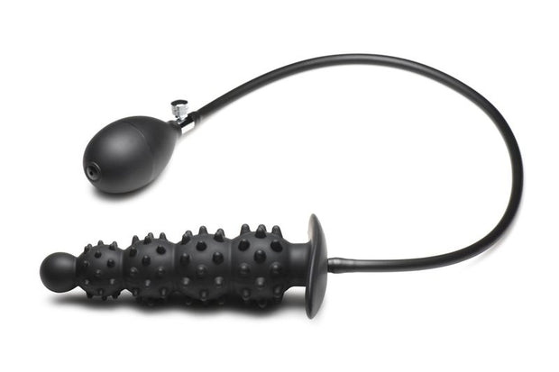 Gerippter aufblasbarer Analdildo - Schwarz