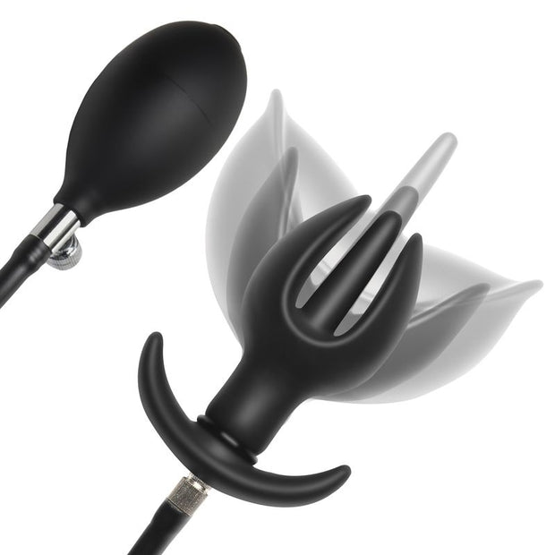 Aufblasbarer Silikon-Analplug - Schwarz