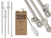 Glaspenis-Strohhalm mit Reinigungsbürste Willy - 4 Stück