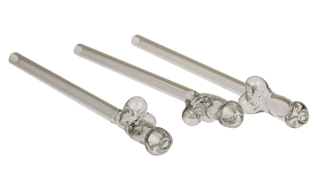 Glaspenis-Strohhalm mit Reinigungsbürste Willy - 4 Stück