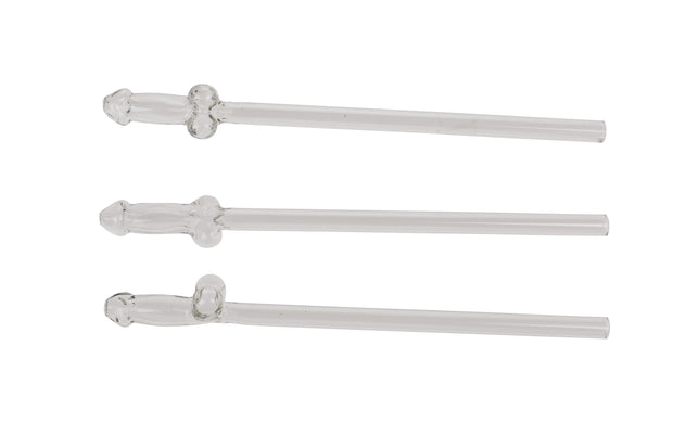 Glaspenis-Strohhalm mit Reinigungsbürste Willy - 4 Stück