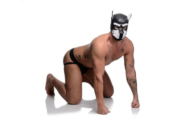 Spike Puppy BDSM Hood - Schwarz/Weiß
