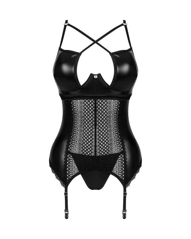 Obsessive - Norides Korsett & String - Schwarz