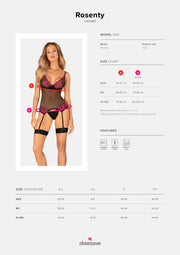Obsessive - Rosenty Strumpfhalter Korsett - Schwarz/Lila
