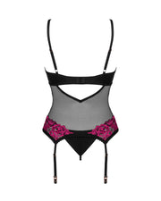 Obsessive - Rosenty Strumpfhalter Korsett - Schwarz/Lila