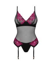 Obsessive - Rosenty Strumpfhalter Korsett - Schwarz/Lila