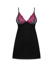 Obsessive - Rosenty Babydoll & String - Schwarz/Lila