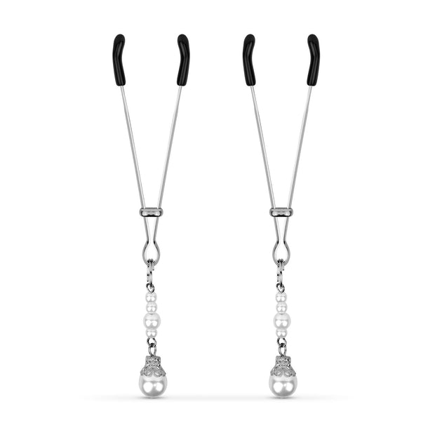 Silberne Brustwarzenklemmen mit Perlen