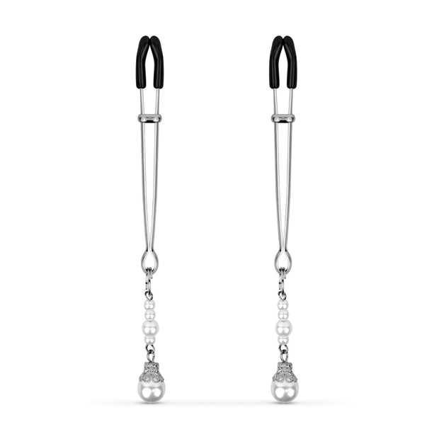 Silberne Brustwarzenklemmen mit Perlen