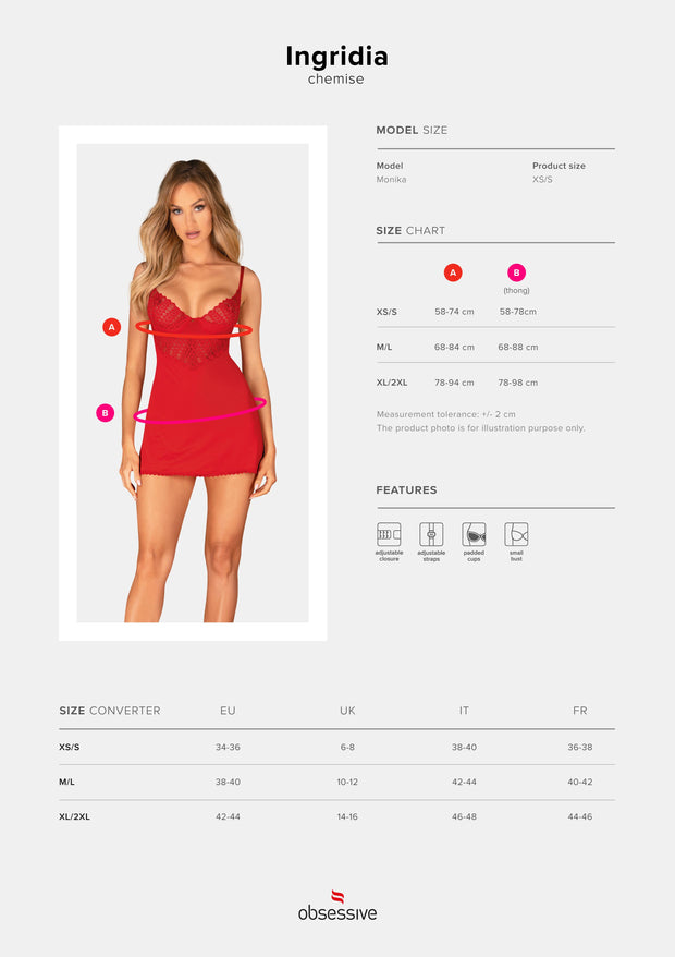 Obsessive - Ingridia Negligé und String - Rot