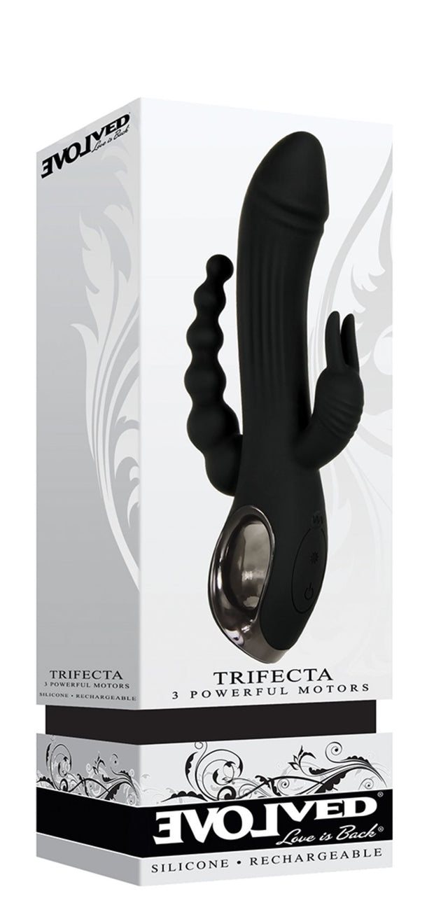 Evolved - Trifecta Rabbit Vibrator - Schwarz