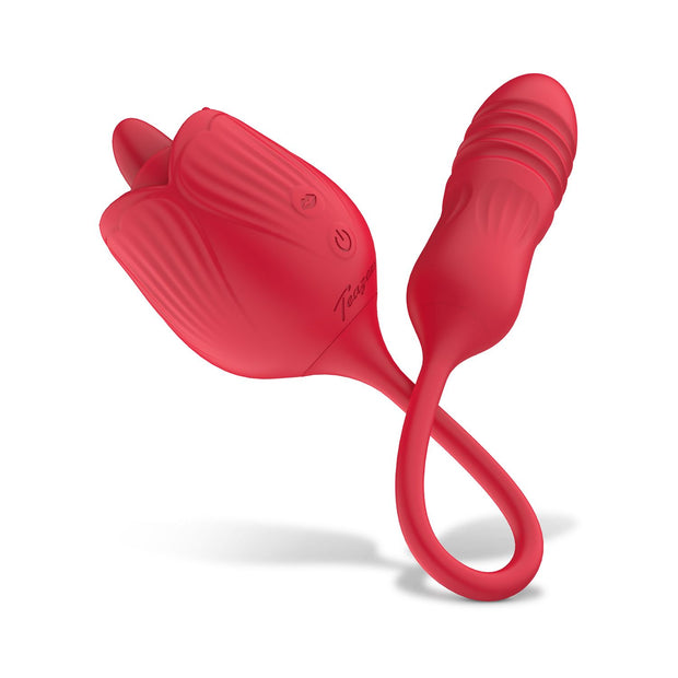 Teazers Rose Vibrator mit Stoßdildo