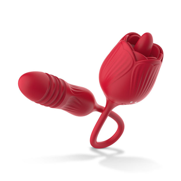 Teazers Rose Vibrator mit Stoßdildo