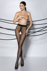 Passion - Tiopen 018 Strumpfhose mit offenem Schritt - Schwarz