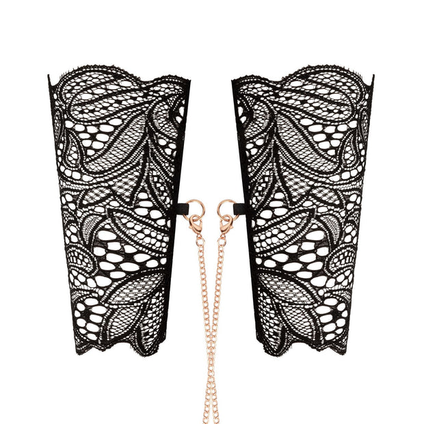 Rosy Gold - Spitzenmanschetten und Halsband - Schwarz