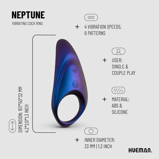 Hueman - Neptune vibrierender Penisring mit Fernsteuerung