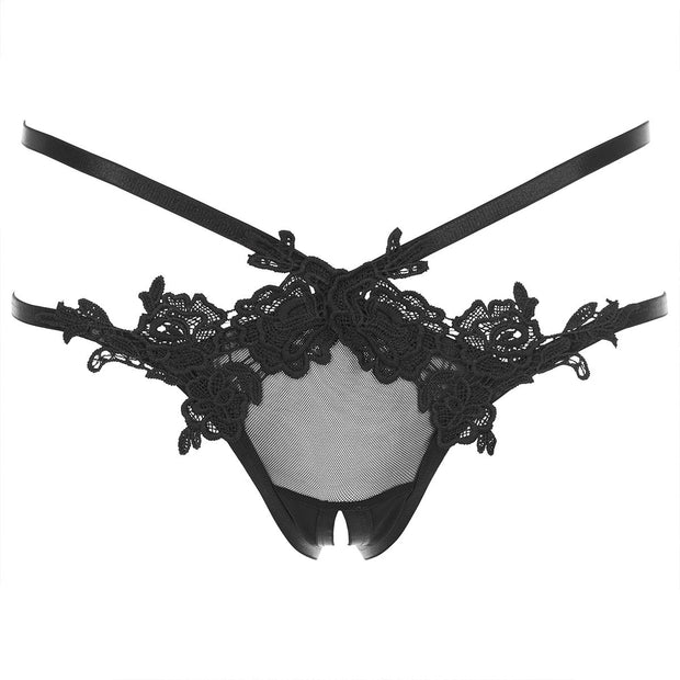 I Like It Rough String mit offenem Schritt - Schwarz