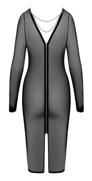 Cottelli Party - Transparentes Kleid mit langen Ärmeln - Schwarz