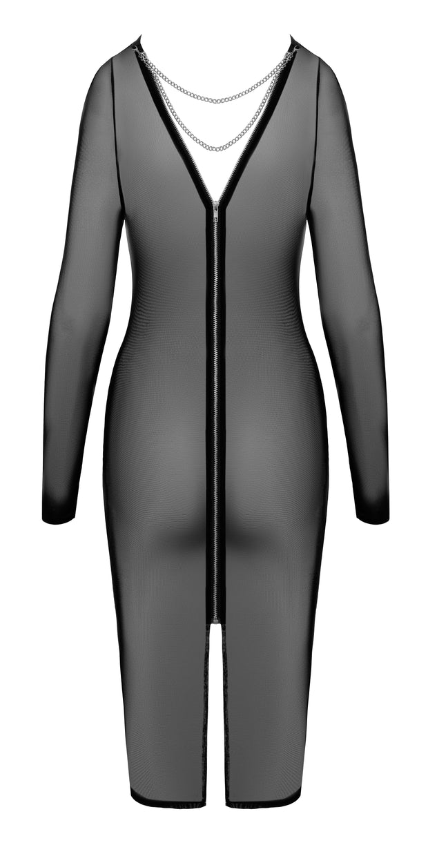 Cottelli Party - Transparentes Kleid mit langen Ärmeln - Schwarz