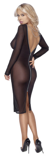 Cottelli Party - Transparentes Kleid mit langen Ärmeln - Schwarz