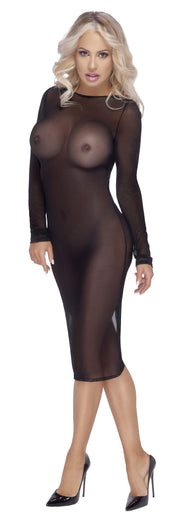 Cottelli Party - Transparentes Kleid mit langen Ärmeln - Schwarz