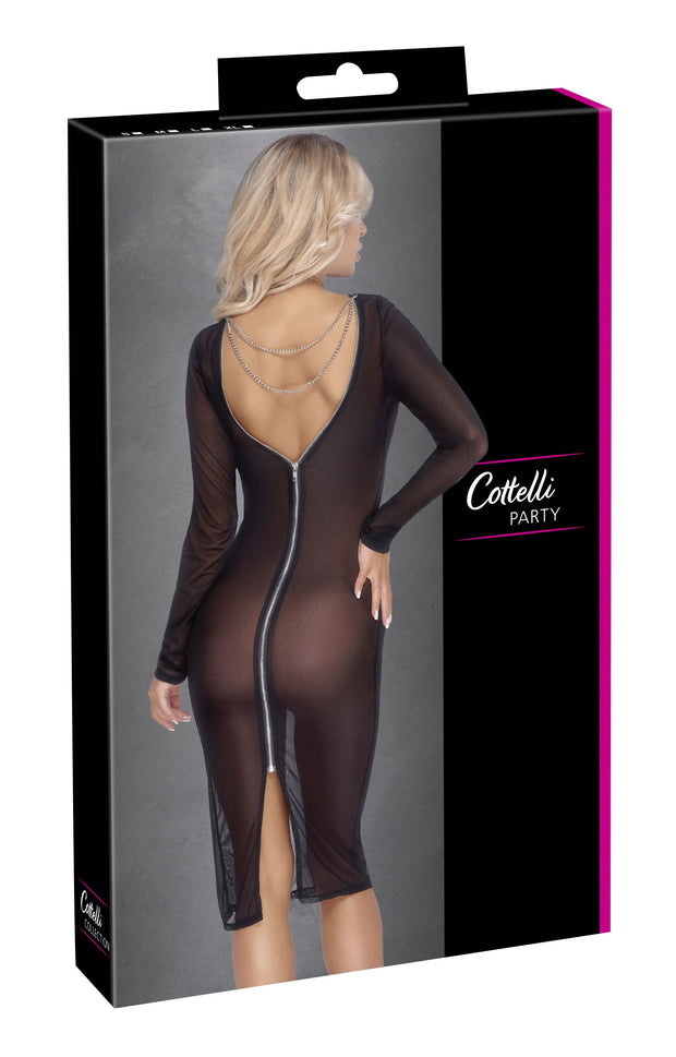 Cottelli Party - Transparentes Kleid mit langen Ärmeln - Schwarz