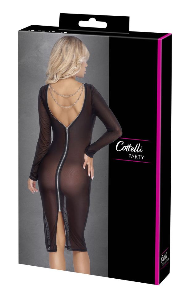 Cottelli Party - Transparentes Kleid mit langen Ärmeln - Schwarz