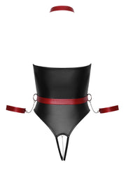 Cottelli Bondage - Stringbody mit Bondage-Details - Schwarz/Rot