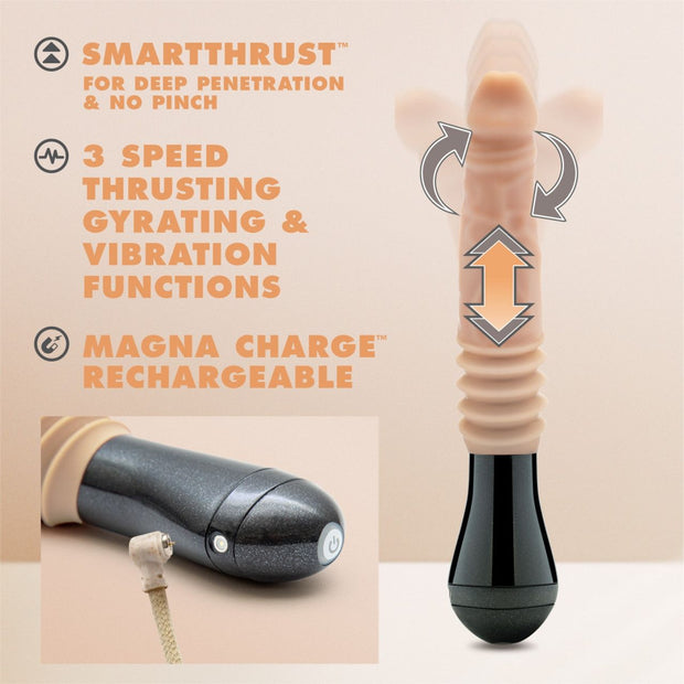 Dr. Skin Silikon - Dr. Knight - Stoßender und vibrierender Dildo - Beige