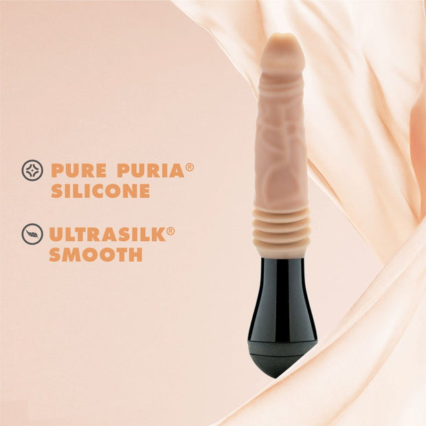 Dr. Skin Silikon - Dr. Knight - Stoßender und vibrierender Dildo - Beige