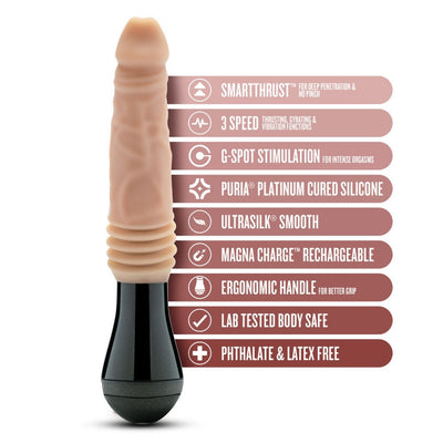 Dr. Skin Silikon - Dr. Knight - Stoßender und vibrierender Dildo - Beige