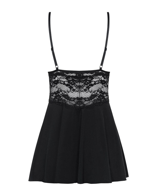 Babydoll Set Mit Spitze - Schwarz