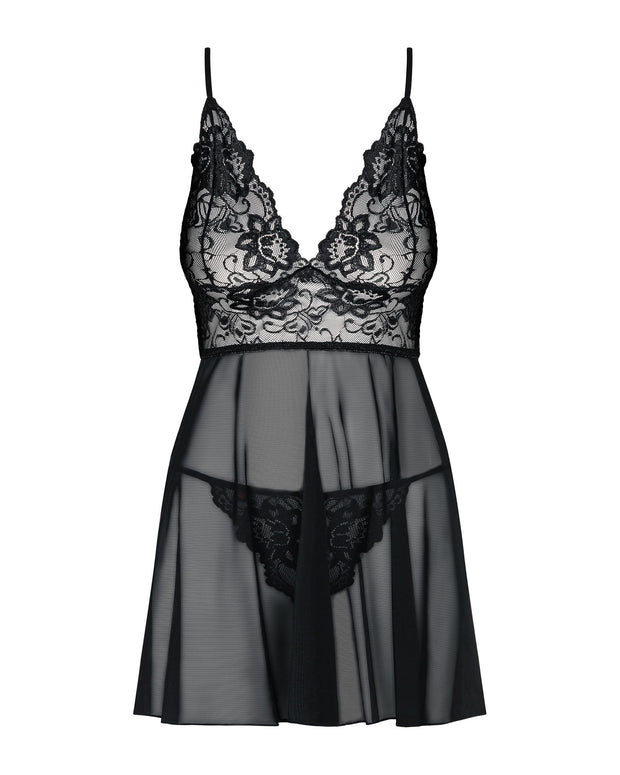 Idillia Babydoll und Tanga - Schwarz