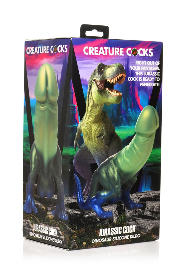 XR Brands - Jurassic Cock Dinosaurier Dildo - Grün & Blau