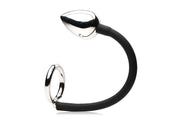 XR Brands - Tug + Plug Penis- und Hodenring mit Analplug - Schwarz & Silber