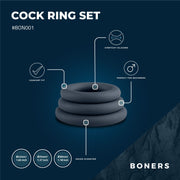 Boners 3-Delige Cockringen Set - Grijs