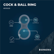 Boners Siliconen Cockring En Ballstretcher - Grijs