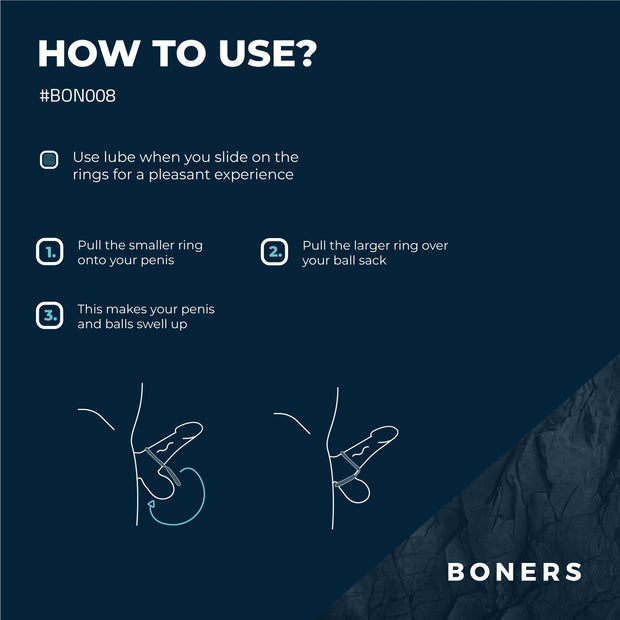 Boners Siliconen Cockring En Ballstretcher - Grijs