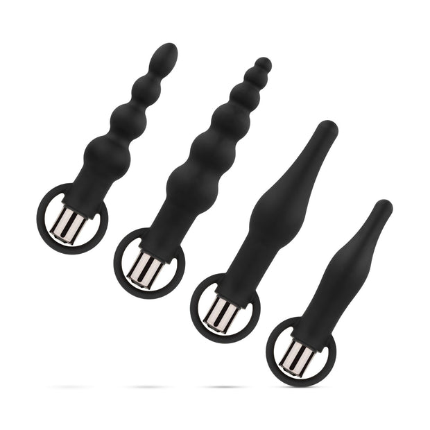 Anale Plugs mit Bullet-Vibrator - Schwarz