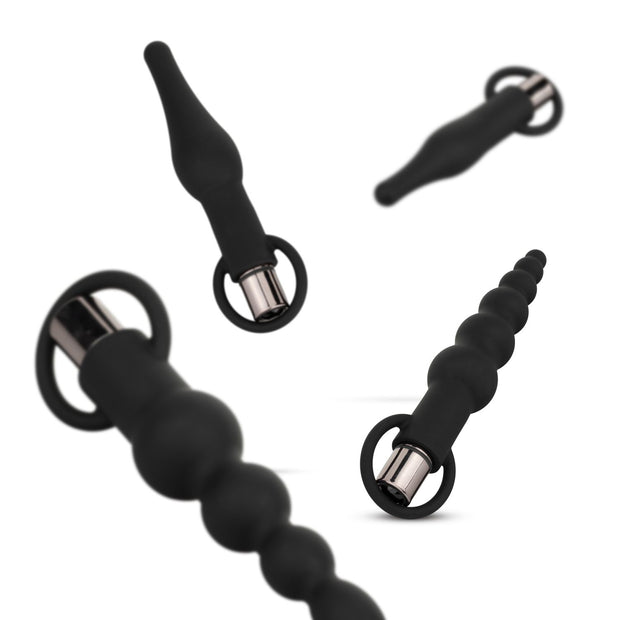 Anale Plugs mit Bullet-Vibrator - Schwarz