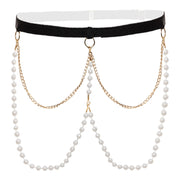 Perlen- und Spitzenband/Accessoire Mea - Schwarz