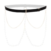 Perlen- und Spitzenband/Accessoire Mea - Schwarz